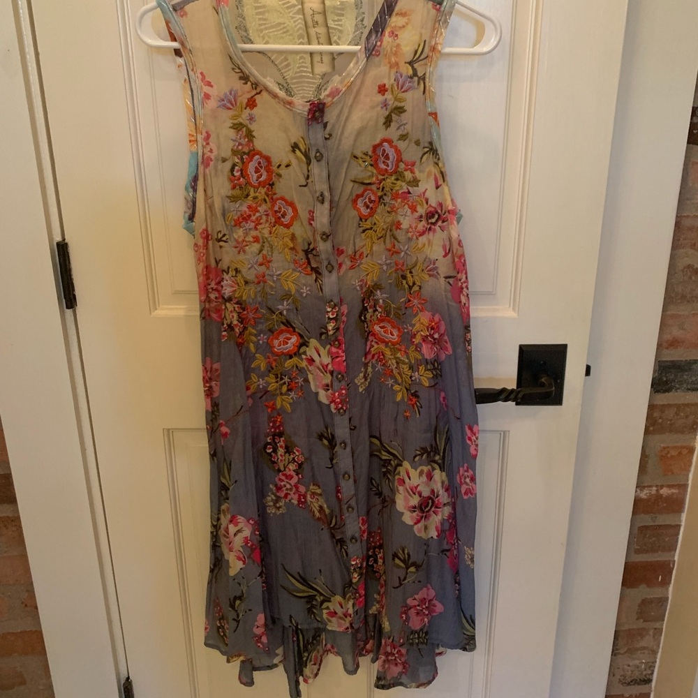 Chic Floral High Low Dress - Purple and Pink